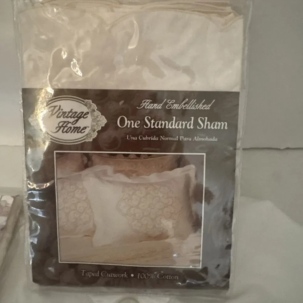 Vintage Home lot of 3 shams 90s waffle weave standard caroline embroidered